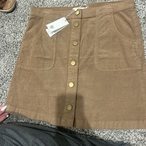 NWT Tory Burch Tan Corduroy Skirt with Gold Buttons